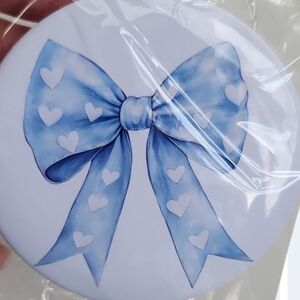 Blue Heart Bow Compact Mirror